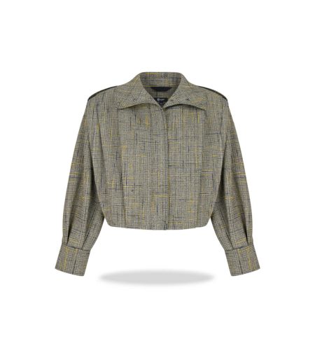 High neck bomber jacket Melange Check