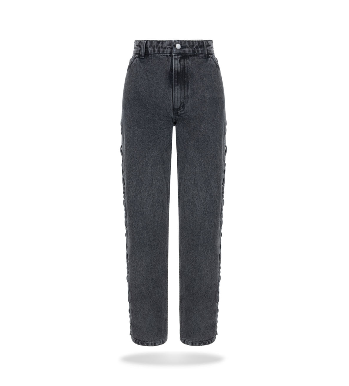 Washed black lace up trousers