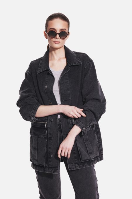 Alternative view of Utility denim jacket Washed black