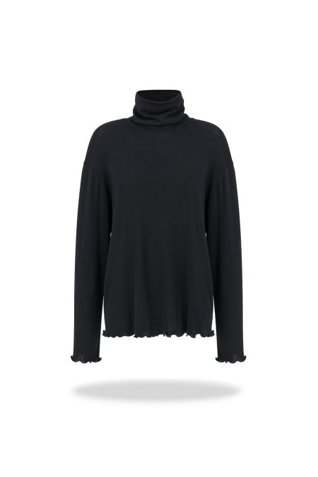 Golf wełniany light-knit black - obrazek 4