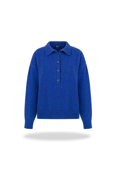 Sweter polo merino/kaszmir Ink blue - obrazek 5
