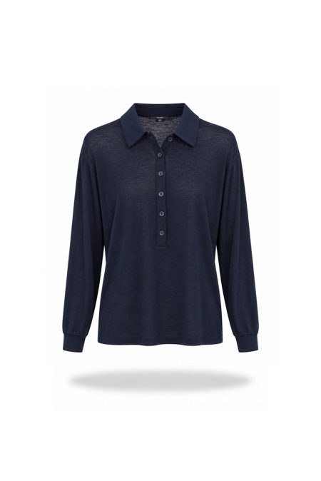 Longsleeve z kaszmirem Navy - obrazek 6