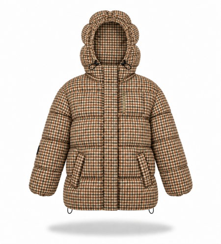 Eskimo puffer jacket Brown Check - Image 8