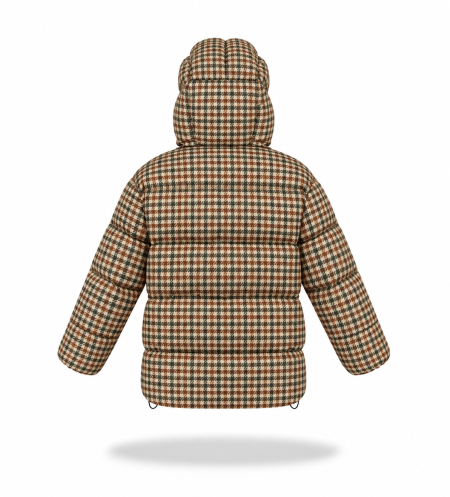 Eskimo puffer jacket Brown Check - Image 9